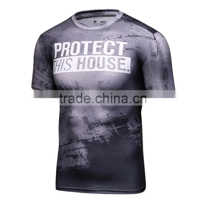 Men's Patriotic Protect This House Performance Training T Shirt Men Compression Tights Sports T Shirt