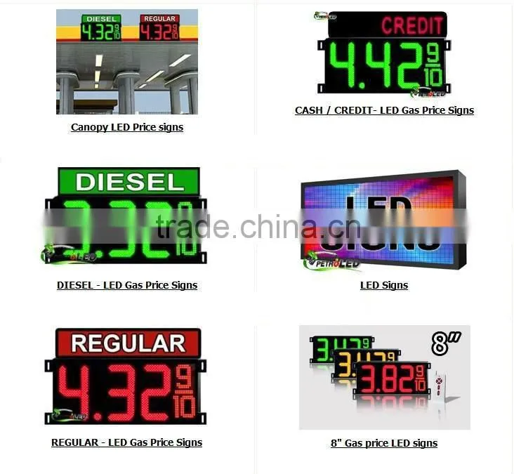 green 12'' 8.889/10 digital numbers gas/oil/petrol station price led display
