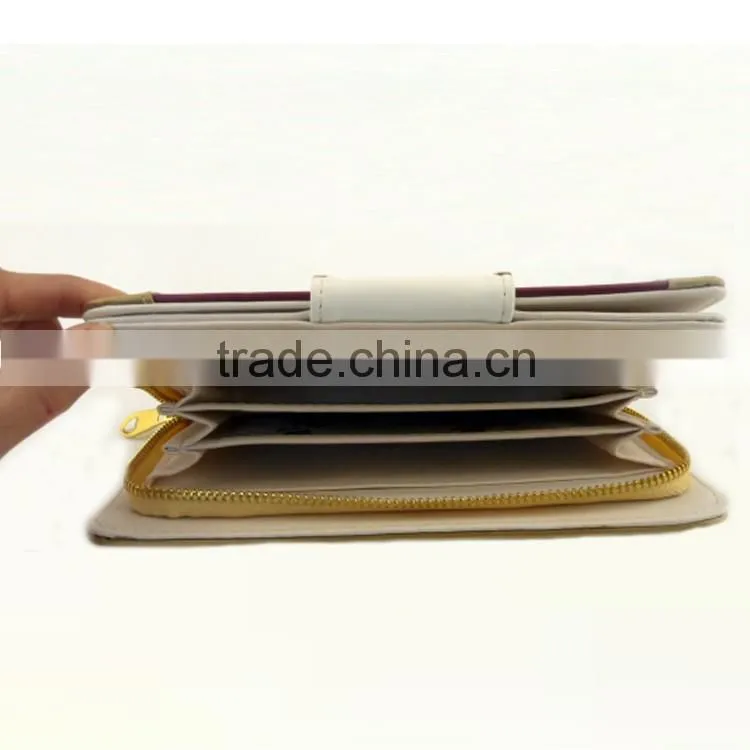 Leather pocket money bag zipper purse for women security wallet wtih lots of card holder