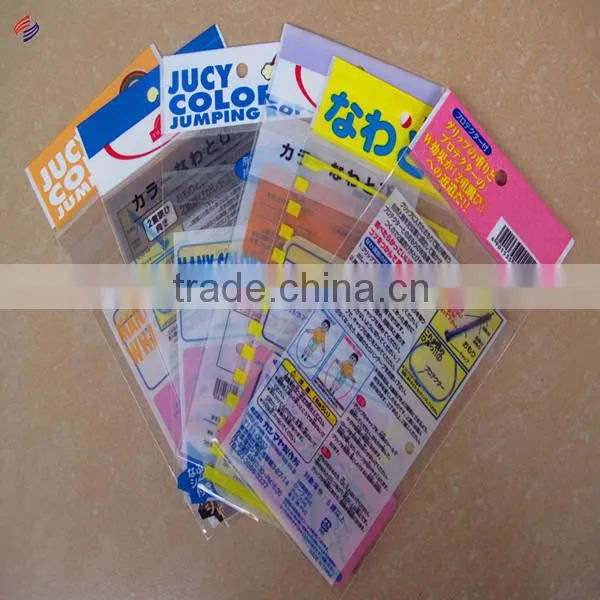 Full color printed opp package bag with header card zhangzhou factory supplier