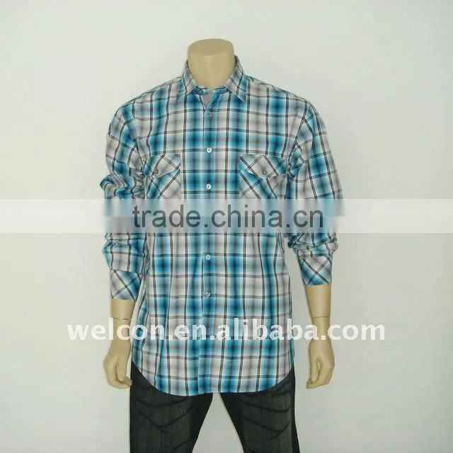 Chinese factory processing ODM OEM 100% cotton casual long sleeve popular check men's shirt