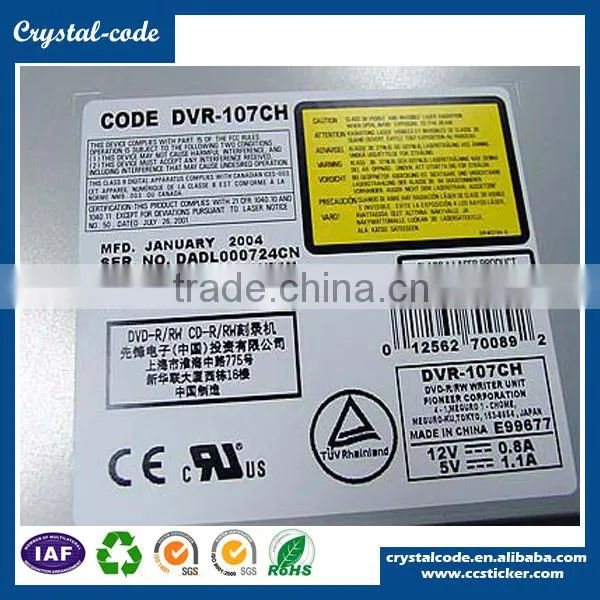 Muticolor printing anti-static single sided pressure sensitive esd label