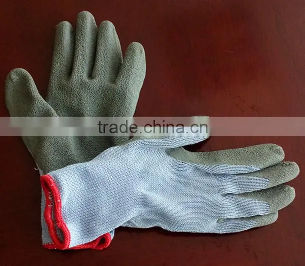 cotton coated green latex gloves