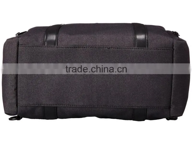 foldable nylon designer backpack with leather trim