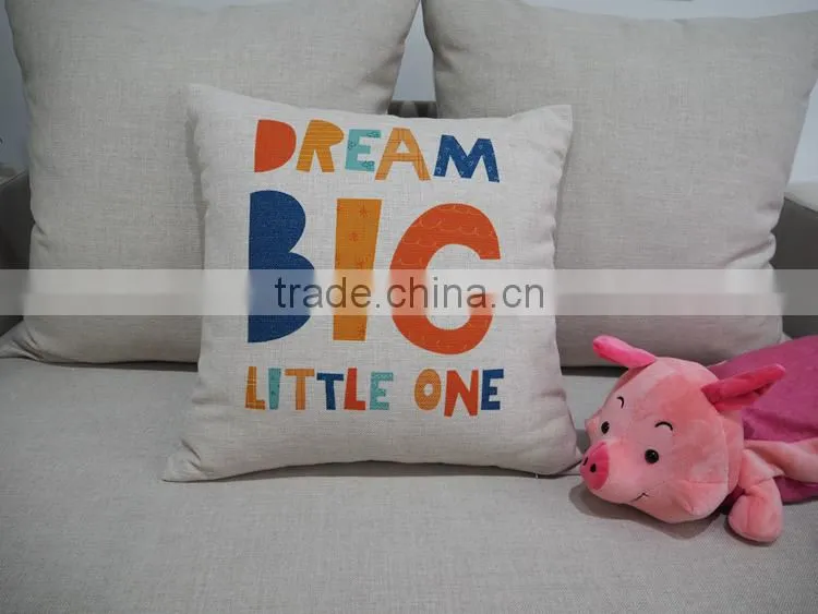 Custom cartoon design printed cushion cover 18inch square linen/cotton pillow case