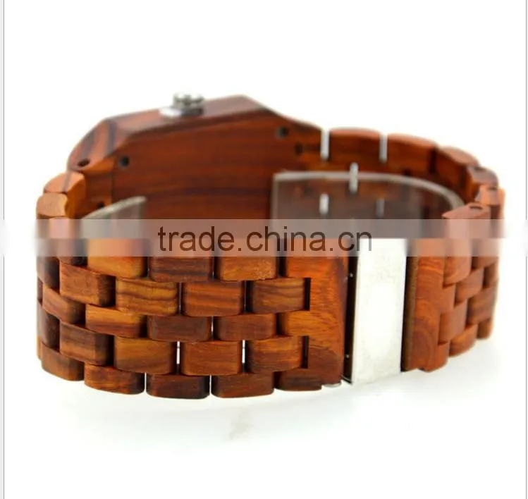 wholesale Fashion wood wrist watch with custom logo red sandalwood wrist watch