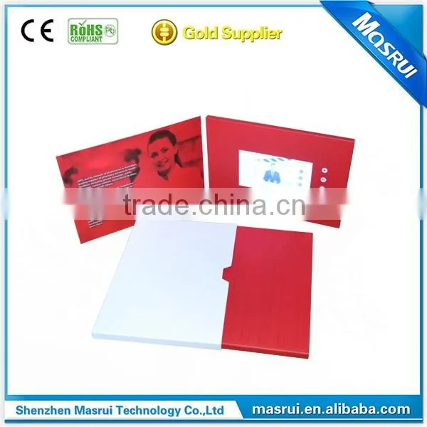PU leather paper cover 5inch LCD video booklet