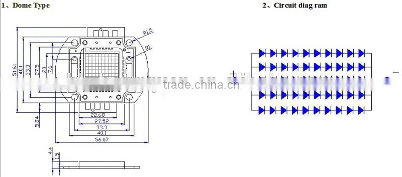 zhongshan LED High power led CS - P100WW64800808A