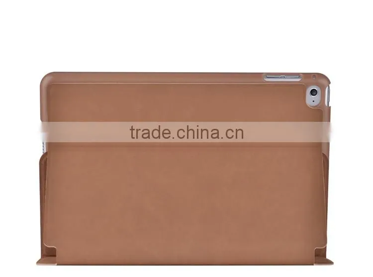 Shockproof PC Back Shell Smart Sleep Wake Stand Leather Case for iPad mini 4