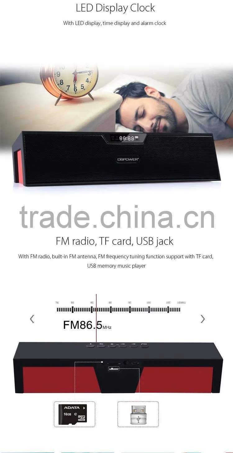 Small size flac supported led light time display dual channel bluetooth speaker with fm antenna