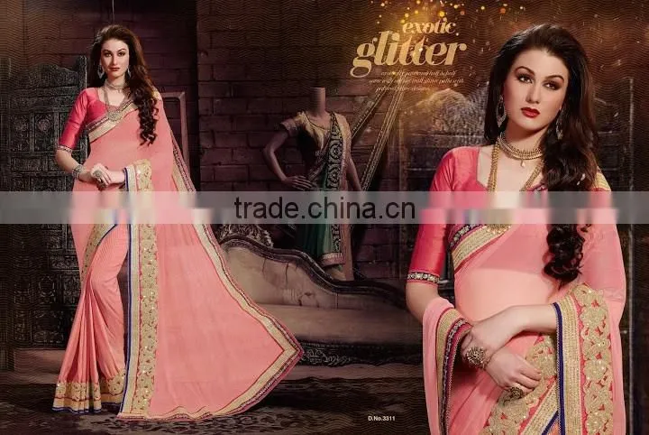 Blue Georgette On Net Designer Lehenga Saree