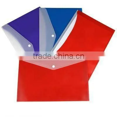 office soft plastic file pocket button PVC file folder
