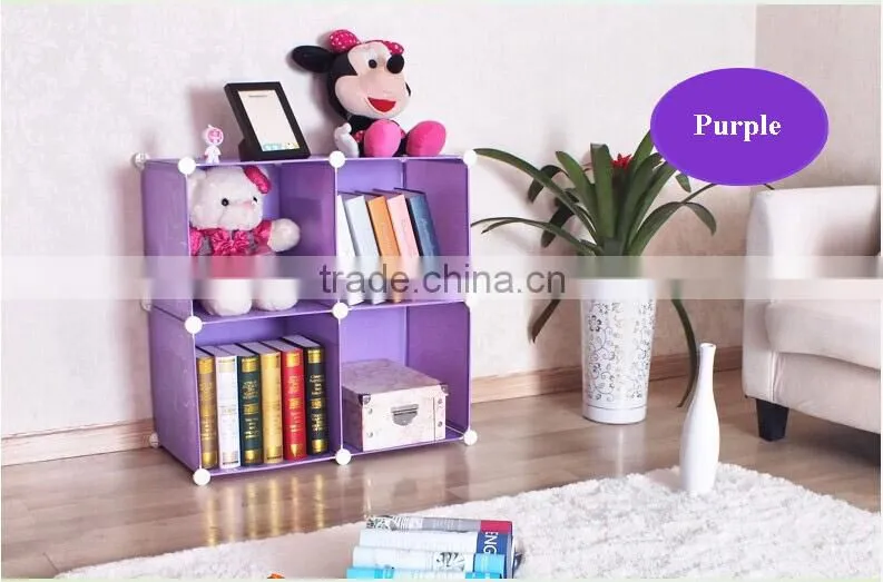 4 cubes without door cheap bookcases with plastic material (FH-AL0016)