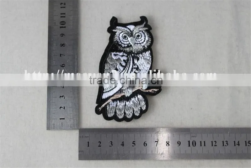 2016 hot selling patches embroidery iron on embroidery owl pattern patch trim