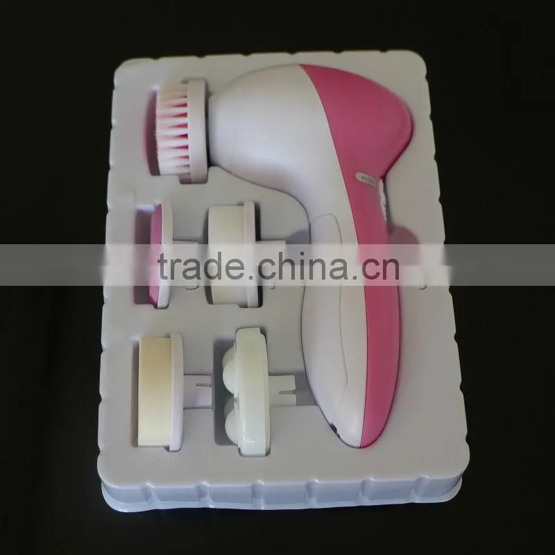 2014 beauty whitening facial cleanser machine face massager 5 In 1 facial brush