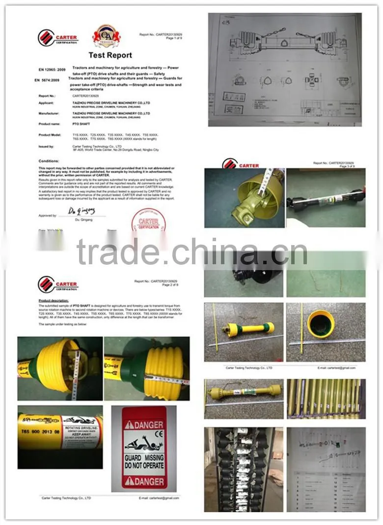 Agricultural tractor pto shaft clutch shaft with CE certificate