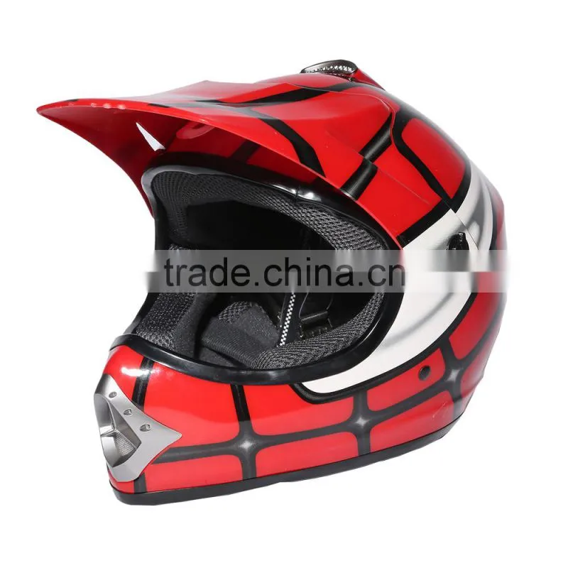 Youth Red Spider Net For Dirt Bike Motocross Off-Road Helmet MX Goggles+Gloves S M L