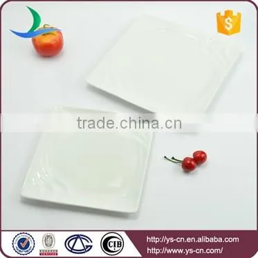 Square shape white porcelain fine dining plates
