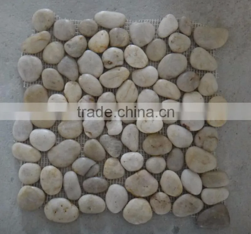 natural white pebble meshed tile/white cobble stone
