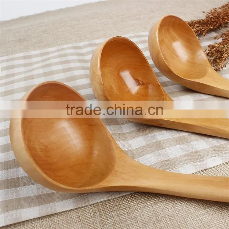 Chinese Natural Wood Soup Spoon, Green wooden Spoon for custom printed Kitchen