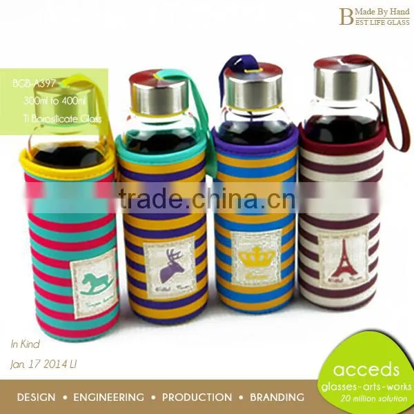 Fancy Decorative Heat Resistant Glass Portable Bottle