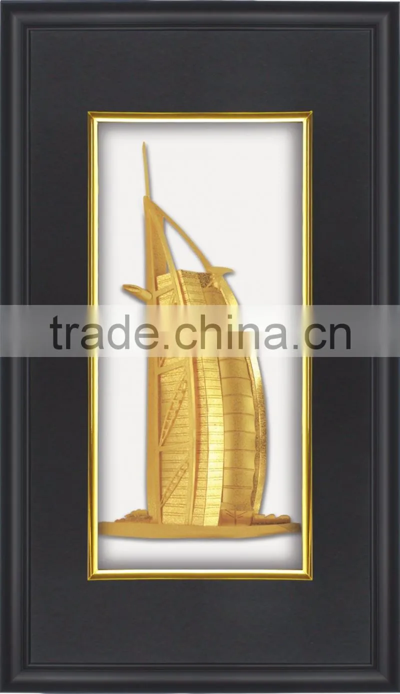 Gold foil buildings photos frame for business gift