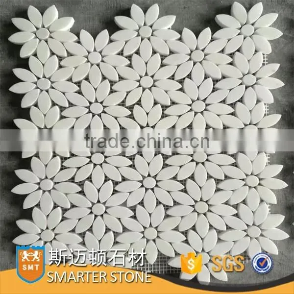 Hexagon marble mosaic bianco carrara white with tumbled finish