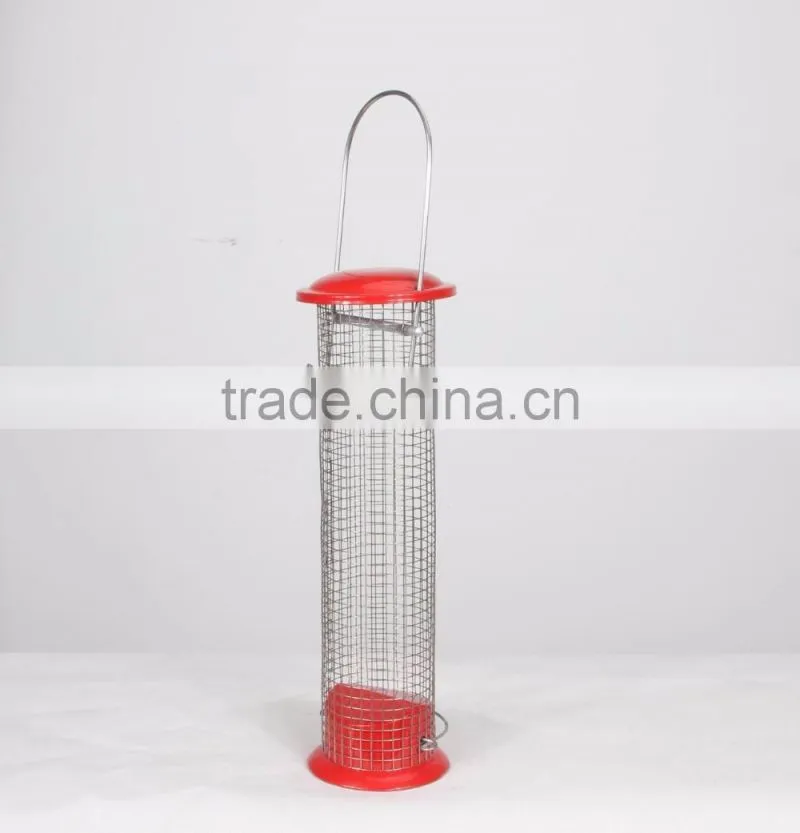 Garden hanging metal mesh bird seed feeder