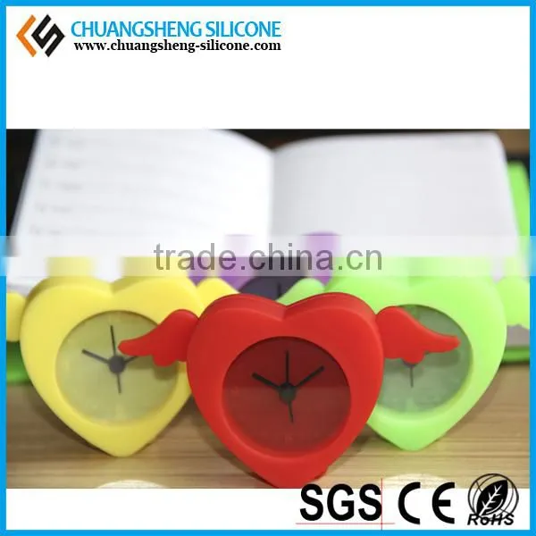 angel wings shape silicone table clock, silicone desk clock