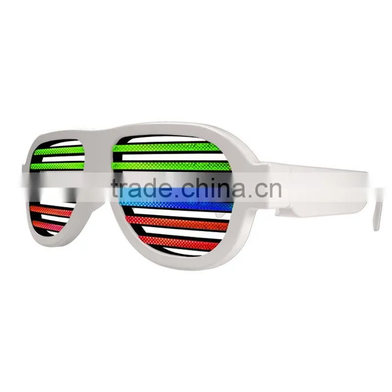 Amazon Best Seller Black Color Sound Activated Crazy Led Sunglasses Glitter Party Sunglasses