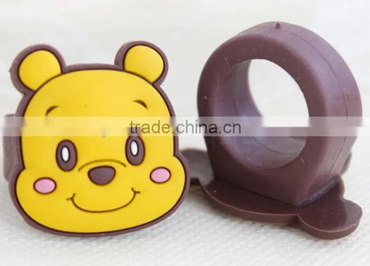 Fashionable cute design silicone ring & 2015 wholesale animal ring for child
