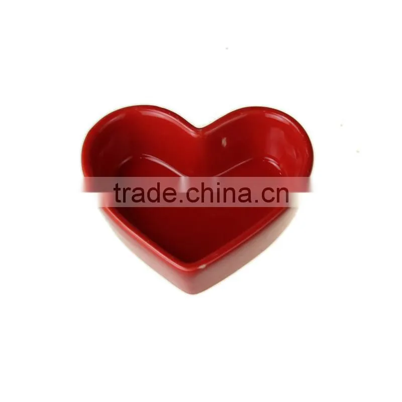 3.5"yellow color heart shaped small ceramic bakeware