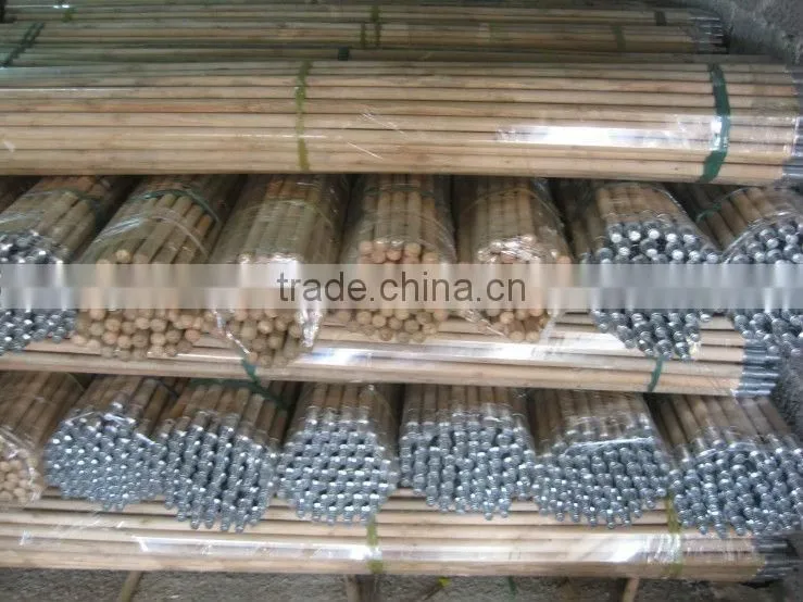 Natural wooden broom stick with Greek screw