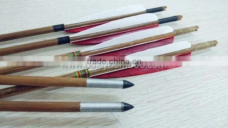 Nature Bamboo Arrows With Three Different Weights Screw-in Points And Brass Inserts