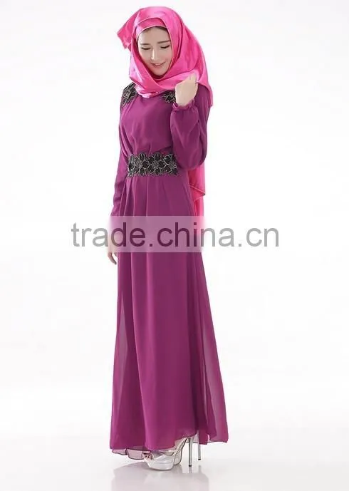 Ourself factory wholesale latest design long sleeve muslim evening dress