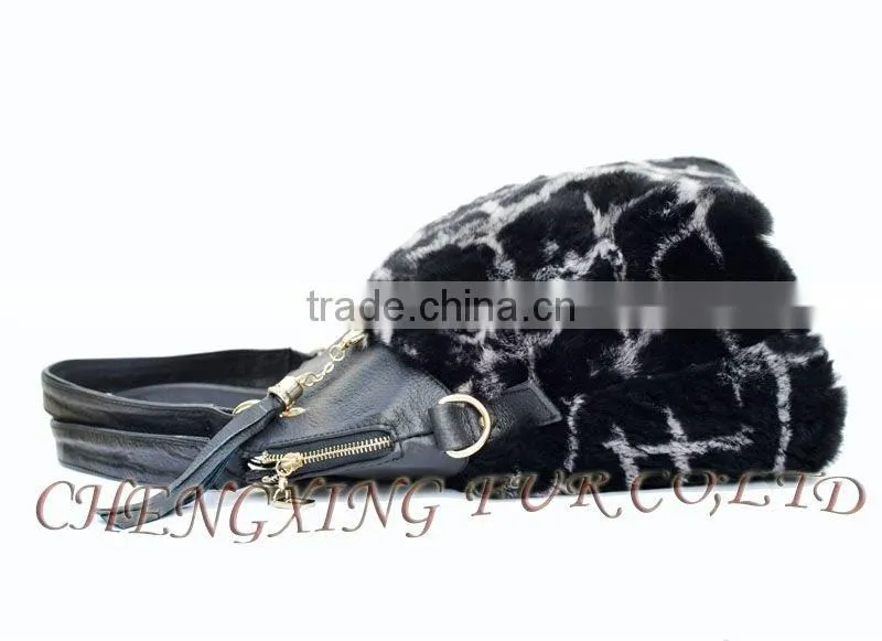 CX-H-44 Rex Rabbit Fur & Leather Handbag New Arrival