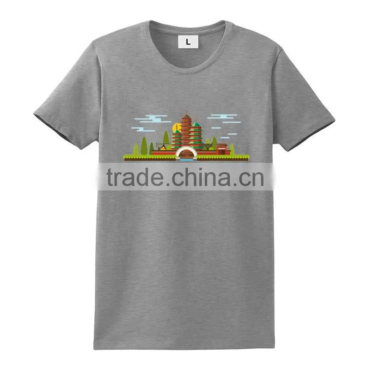 Rounded hem 60% cotton 40% polyester cheap printing muscle fit t shirt