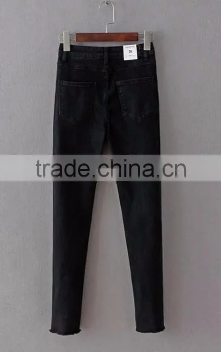 Runwaylover EY0623P 2017 Women Fashion Vintage Hole Denim Jeans