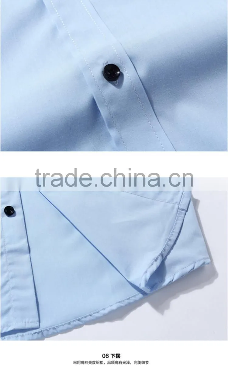 Latest shirt designs for men 2016 alibaba customise solid color men's dress Fashionable long sleeve uniform t shirt