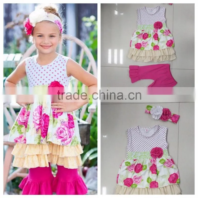 Baby Clothes Set Wholesale Cotton Ruffle Western Outfit Girls Back To School Outfit