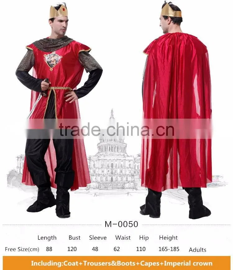 Sexy adults mens carnival costumes with long red cape