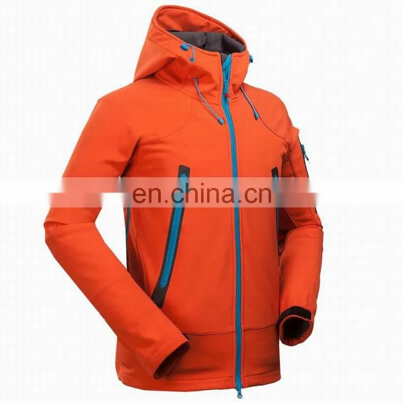 2016 men's orange outdoor waterproof winter softshell jacket