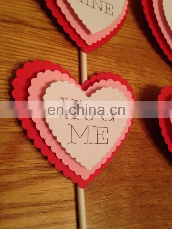 Newest Custom Heart Shaped Paper Cupcake Topper Wedding Cake Decor
