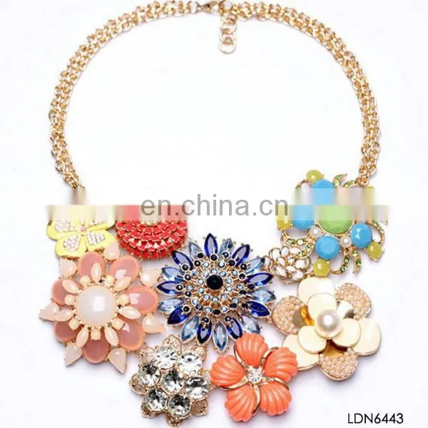 Fan pendant with hook brozen chain acrylic sheet with crystal necklace