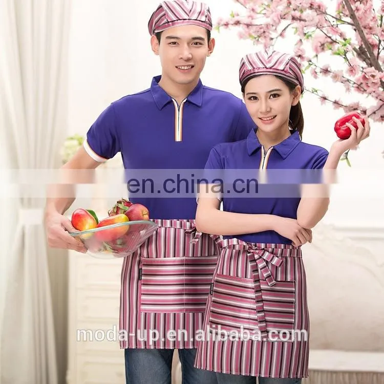 polyester stripe kitchen apron with custom logo high quality from China