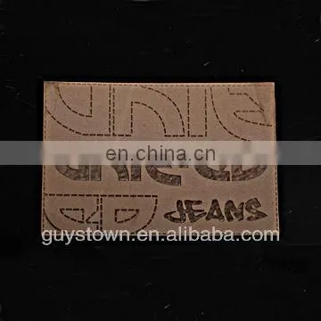 custom decoration leather label patches for jeans garment