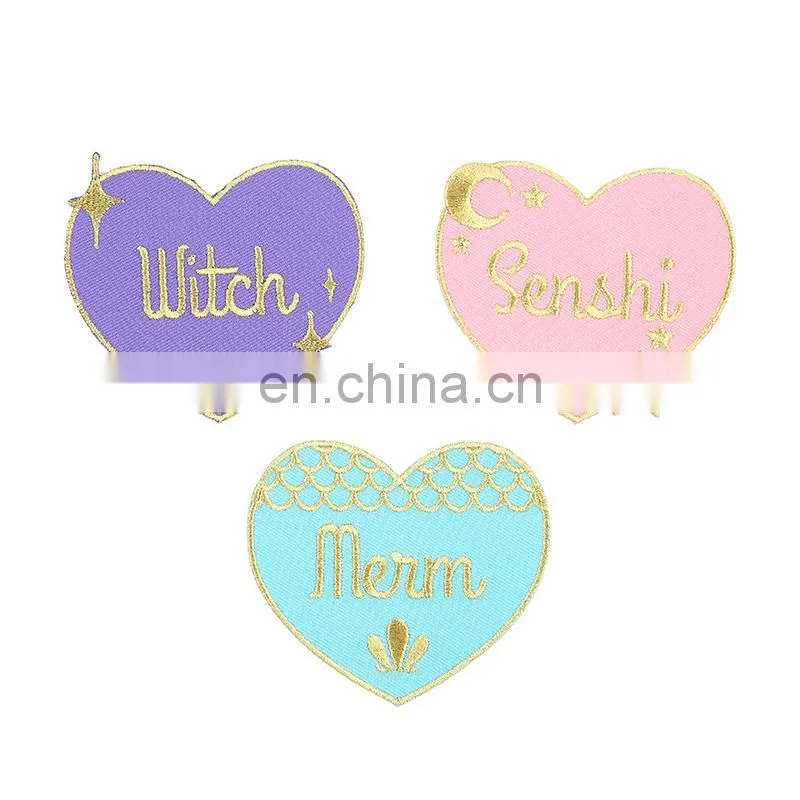 Heart Shape Metallic Gold Embroidery Patch
