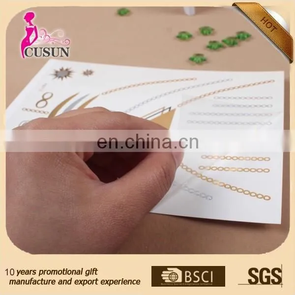 Non-toxic Waterproof tattoo feature blue and silver foil tattoo sticker metal temporary tattoo sticker