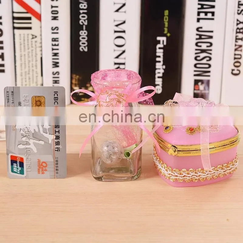 coupler romantic gift heart shape mirror bottle set clear glass wishing bottle with led light