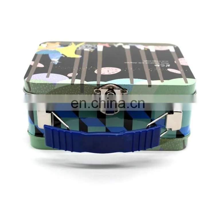 New rectangular fancy kids lunch packaging tin box with lock